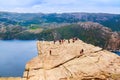 Preachers Pulpit Rock in fjord Lysefjord - Norway Royalty Free Stock Photo