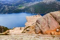 Preachers Pulpit Rock in fjord Lysefjord - Norway Royalty Free Stock Photo