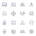 Preaching line icons collection. ermonizing, Evanglizing, Homiletic, Orating, Prophesying, Addressing, Teaching vector