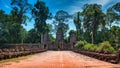 Preah Khan Temple site among the ancient ruins of Angkor Wat Hindu temple complex in Cambodia Royalty Free Stock Photo