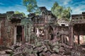 Preah Khan Temple site among the ancient ruins of Angkor Wat Hindu temple complex in Cambodia Royalty Free Stock Photo