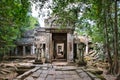 Preah Khan Temple site among the ancient ruins of Angkor Wat Hindu temple complex in Cambodia Royalty Free Stock Photo