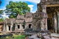 Preah Khan Temple site among the ancient ruins of Angkor Wat Hindu temple complex in Cambodia Royalty Free Stock Photo