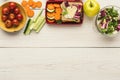 Preapring healthy snacks on white rustic wood