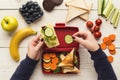 Preapring healthy snacks on white rustic wood