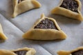 Prebaked `Haman pockets`, also known as Hamantashen, an Ashkenazi Jewish triangular filled-pocket cookies, usually associated with