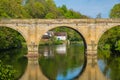 Prebends Bridge, one of three stone-arch bridges crossing River Wear in Durham, England Royalty Free Stock Photo