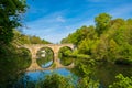 Prebends Bridge, one of three stone-arch bridges crossing River Wear in Durham, England Royalty Free Stock Photo