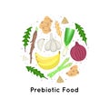 Prebiotic food. Nutrition. Nondigestible fibers. Gastrointestinal Health. Healthy diet supplement