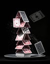 Precarious Balance A House of Cards Collapsing Royalty Free Stock Photo