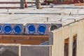 Precast concrete construction site with hollow core slabs and solid walls Royalty Free Stock Photo