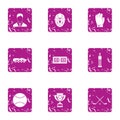 Precedence icons set, grunge style Royalty Free Stock Photo