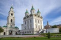 Prechistenskaya Bell Tower and Assumption Cathedral. Astrakhan Kremlin Royalty Free Stock Photo