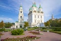 Prechistenskaya bell tower and Cathedral of the Assumption. Kremlin in Astrakhan Royalty Free Stock Photo