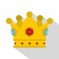 Precious crown icon, flat style