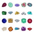Precious gemstone color line icons set. Pictograms for web page