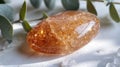 precious gemstone Sunstone on white background