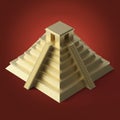 Precious golden metal Mexican Mayan Aztec Pyramid, high quality render isolated. Royalty Free Stock Photo