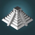 Precious golden metal Mexican Mayan Aztec Pyramid, high quality render isolated.