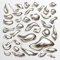 Precious metal drops 3d realistic vector set