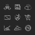 Precious metals chalk white icons set on black background Royalty Free Stock Photo