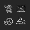 Precious metals trade chalk white icons set on black background Royalty Free Stock Photo