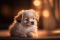 Precious puppy dog portrait with warm soft lights background, bokeh effect Royalty Free Stock Photo