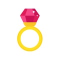 Precious ring with stone gems vector illustration. Royalty Free Stock Photo