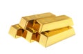 Precious shiny gold bars on white