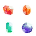 Precious stone icons set cartoon vector. Gem of different shape and color