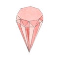 precious stone, ruby red crystal Watercolor vector illustration.