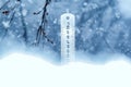 Precipitation snow level. line.Winter time. The soft focus ruler on the snow shows the amount of snowfall in centimeters.Measuring Royalty Free Stock Photo