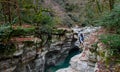 Precipitous banks of the Khosta river Royalty Free Stock Photo