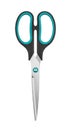 3d realistic illustration of sharp stainless steel scissors with blue edges and detailed handles transparent background Royalty Free Stock Photo