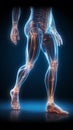 Precise 3D representation male medical figure with emphasized knee and ankle bones