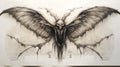 Precise And Detailed Architecture-inspired Drawing Of A Winged Demon