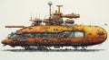 Precise And Detailed Orange Submarine With Yoji Shinkawa And Jakub Schikaneder Style