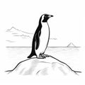 Precise Draftsmanship: A Penguin Perched On A Rock