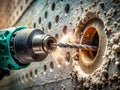 Precise Electrical Outlet Installation in Concrete Walls Diamond Core Drilling for Industrial Construction Royalty Free Stock Photo
