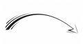 Precise hand-drawn arrow with sharp lines and curved tip, black marker on white background, minimalist design. Handrawn