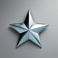 Precise Hyperrealism Sculpted Silver Star On Gray Background
