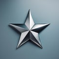 Precise Hyperrealism: Silver Star On Grey Background