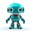 Precise And Lifelike Blue Robot With Shiny Eyes