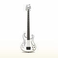 Precise Linework Illustration Of A Bass Guitar In Light White And Light Black