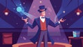 With precise movements the magician manipulated the lighting in the room creating a mystifying atmosphere that enhanced