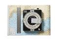 Precise navigation tool placed on detailed nautical chart with ruler and compass markings Royalty Free Stock Photo