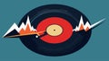 The precise point of a record needle meeting the sharp ridges of a record producing musical magic. Vector illustration.