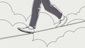 Precise Steps on Tightrope, Skill and Calculated Risk, vector design Generative AI Royalty Free Stock Photo