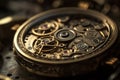 Precise timekeeping, a close look at the mechanical cogwheels of a watch. Generative AI