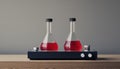 Precise titration setup with two flasks and a stirring plate in a laboratory environment Royalty Free Stock Photo